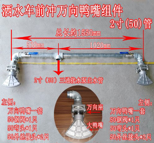 灑水車前沖管道組件_灑水車后灑側噴管道組件-灑水車配件4